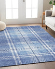 Spiral Whispers Blue Washable Indoor-Outdoor Rug