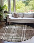 Spiral Whispers Brown Washable Indoor-Outdoor Rug