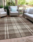 Spiral Whispers Brown Washable Indoor-Outdoor Rug
