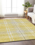 Spiral Whispers Gold Washable Indoor-Outdoor Rug