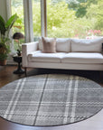 Spiral Whispers Grey Washable Indoor-Outdoor Rug