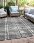 Spiral Whispers Grey Washable Indoor-Outdoor Rug