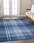 Spiral Whispers Navy Washable Indoor-Outdoor Rug
