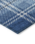 Spiral Whispers Navy Washable Indoor-Outdoor Rug