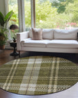 Spiral Whispers Olive Washable Indoor-Outdoor Rug