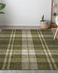 Spiral Whispers Olive Washable Indoor-Outdoor Rug