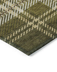 Spiral Whispers Olive Washable Indoor-Outdoor Rug