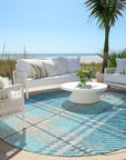 Addison Rugs Spiral Whispers Teal Indoor-Outdoor Rug with Matching Throw