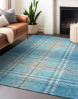 Spiral Whispers Teal Washable Indoor-Outdoor Rug