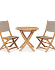 Stella 3-Piece Round Teak Outdoor Bistro Set with Folding Table-Outdoor Bistro Sets-HiTeak-Taupe-LOOMLAN