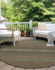 Stripes Brown Washable Indoor-Outdoor Rug