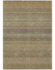 Stripes Brown Washable Indoor-Outdoor Rug