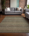 Stripes Brown Washable Indoor-Outdoor Rug