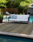 Stripes Brown Washable Indoor-Outdoor Rug