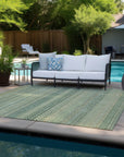Addison Rugs Stripes Green Washable Indoor-Outdoor Rug