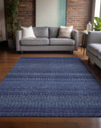 Addison Rugs Stripes Navy Washable Indoor-Outdoor Rug