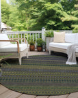 Stripes Olive Washable Indoor-Outdoor Rug