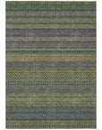 Stripes Olive Washable Indoor-Outdoor Rug