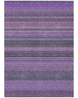 Addison Rugs Stripes Purple Washable Indoor-Outdoor Rug