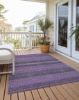 Addison Rugs Stripes Purple Washable Indoor-Outdoor Rug