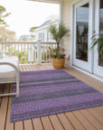 Addison Rugs Stripes Purple Washable Indoor-Outdoor Rug