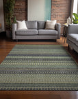 Addison Rugs Stripes Sage Washable Indoor-Outdoor Rug
