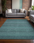 Addison Rugs Stripes Teal Washable Indoor-Outdoor Rug