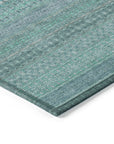 Addison Rugs Stripes Teal Washable Indoor-Outdoor Rug