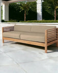 HiTeak Summer 3-Person Teak Outdoor Couch Sunbrella Cushions