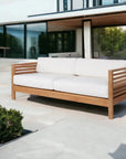 HiTeak Summer 3-Person Teak Outdoor Couch Sunbrella Cushions