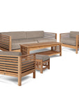 Summer Outdoor Deep Seating Set with Camel Subrella 5PC-Outdoor Lounge Sets-HiTeak-LOOMLAN