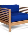 Summer Teak Outdoor Club Chair with Sunbrella Cushion-Outdoor Lounge Chairs-HiTeak-True Blue-LOOMLAN