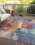 LOOMLAN Rugs Theodara Orange Washable Indoor-Outdoor Rug