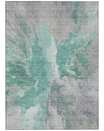 LOOMLAN Rugs Theodara Teal Washable Indoor-Outdoor Rug
