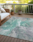 LOOMLAN Rugs Theodara Teal Washable Indoor-Outdoor Rug