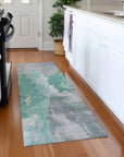 LOOMLAN Rugs Theodara Teal Washable Indoor-Outdoor Rug