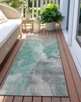 LOOMLAN Rugs Theodara Teal Washable Indoor-Outdoor Rug