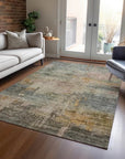 LOOMLAN Rugs Thornyx Green Washable Indoor-Outdoor Rug