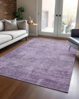 LOOMLAN Rugs Thornyx Purple Washable Indoor-Outdoor Rug