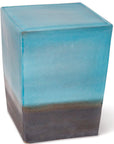 Two Glaze Square Cube Set of Two - Turquoise Blue Outdoor Stools-Poufs and Stools-Seasonal Living-LOOMLAN