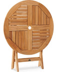 HiTeak Valencia Round Teak Outdoor Folding Table Umbrella Hole
