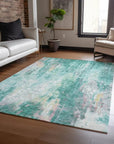 LOOMLAN Rugs Verentha Teal Washable Indoor-Outdoor Rug