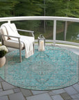 LOOMLAN Rugs Vexira Teal Washable Indoor-Outdoor Rug