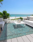 LOOMLAN Rugs Vexira Teal Washable Indoor-Outdoor Rug