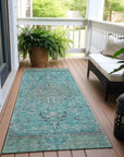 LOOMLAN Rugs Vexira Teal Washable Indoor-Outdoor Rug