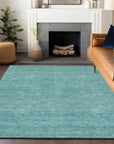 LOOMLAN Rugs Viviennea Teal Washable Indoor-Outdoor Rug