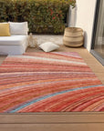 Addison Rugs Waves Terracotta Indoor-Outdoor with Matching Throw