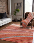 Addison Rugs Waves Terracotta Indoor-Outdoor with Matching Throw