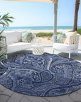 Addison Rugs Woven Blocks Blue Washable Indoor-Outdoor Rug