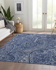 Addison Rugs Woven Blocks Blue Washable Indoor-Outdoor Rug